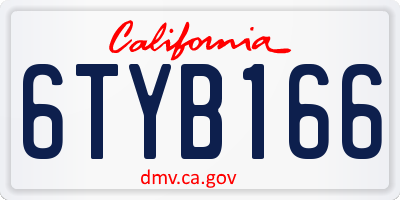 CA license plate 6TYB166