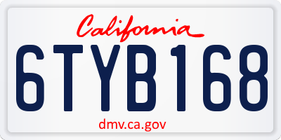 CA license plate 6TYB168