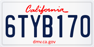 CA license plate 6TYB170