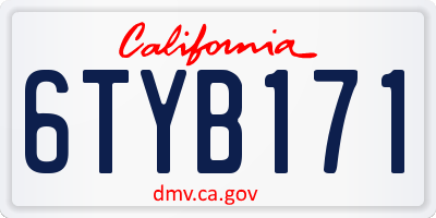 CA license plate 6TYB171