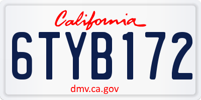CA license plate 6TYB172
