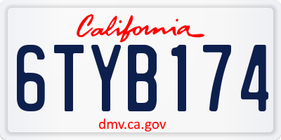 CA license plate 6TYB174