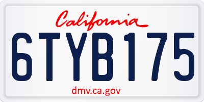 CA license plate 6TYB175