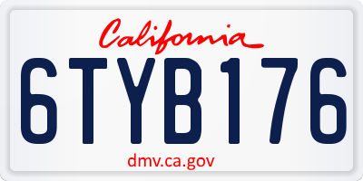 CA license plate 6TYB176