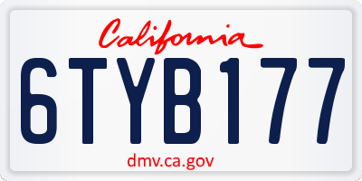CA license plate 6TYB177
