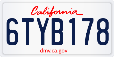 CA license plate 6TYB178