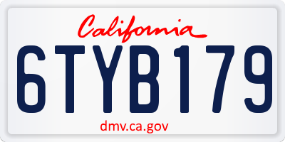 CA license plate 6TYB179