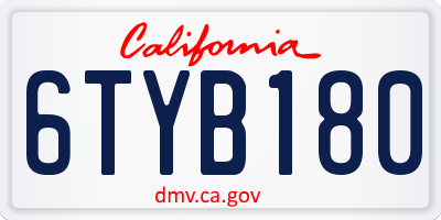 CA license plate 6TYB180