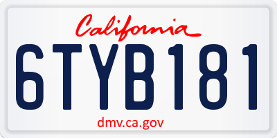 CA license plate 6TYB181