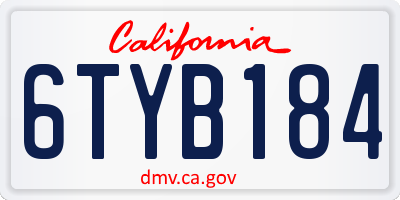 CA license plate 6TYB184
