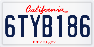 CA license plate 6TYB186