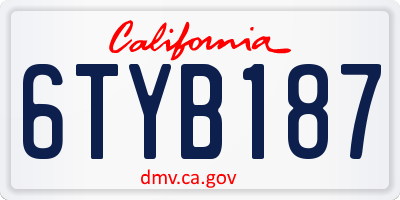 CA license plate 6TYB187