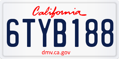 CA license plate 6TYB188