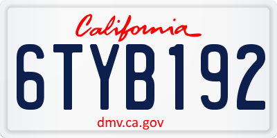 CA license plate 6TYB192