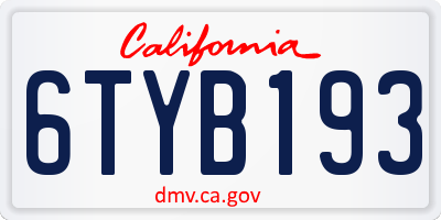 CA license plate 6TYB193