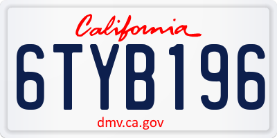 CA license plate 6TYB196