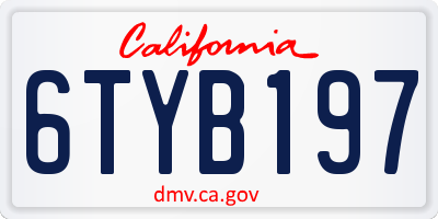 CA license plate 6TYB197