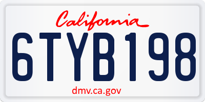 CA license plate 6TYB198
