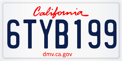 CA license plate 6TYB199