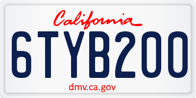 CA license plate 6TYB200