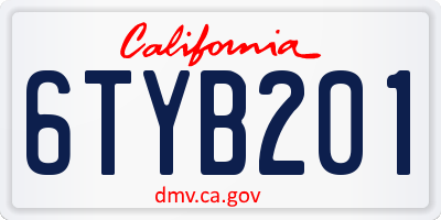 CA license plate 6TYB201