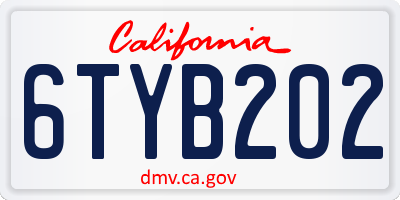 CA license plate 6TYB202