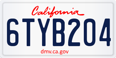 CA license plate 6TYB204