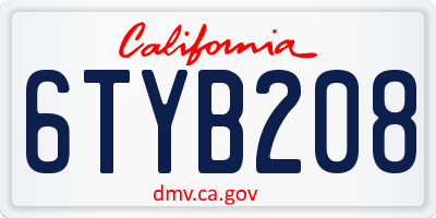 CA license plate 6TYB208