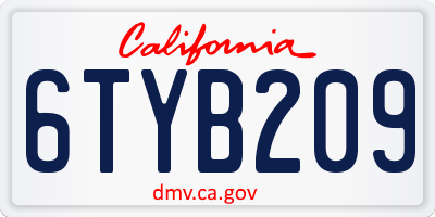 CA license plate 6TYB209