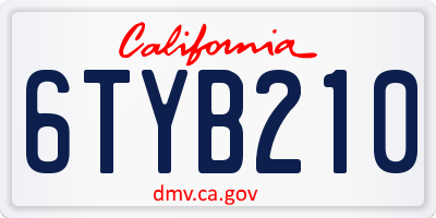 CA license plate 6TYB210