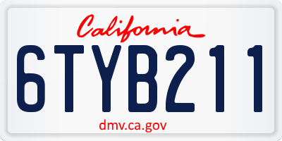 CA license plate 6TYB211