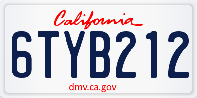 CA license plate 6TYB212