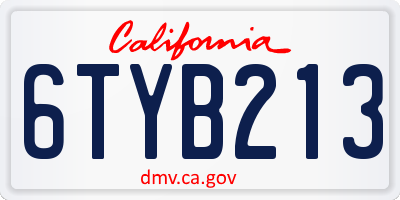 CA license plate 6TYB213