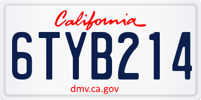 CA license plate 6TYB214