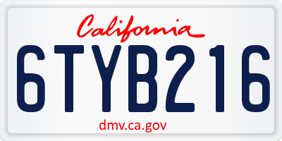 CA license plate 6TYB216