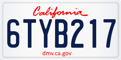CA license plate 6TYB217