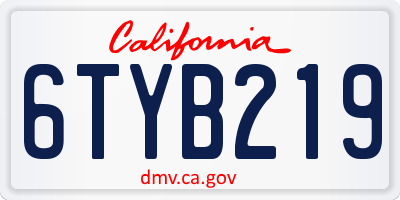 CA license plate 6TYB219