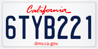 CA license plate 6TYB221