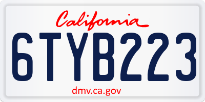 CA license plate 6TYB223