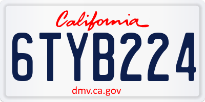 CA license plate 6TYB224