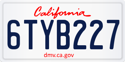 CA license plate 6TYB227
