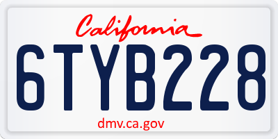 CA license plate 6TYB228
