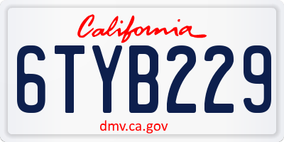 CA license plate 6TYB229
