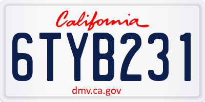 CA license plate 6TYB231