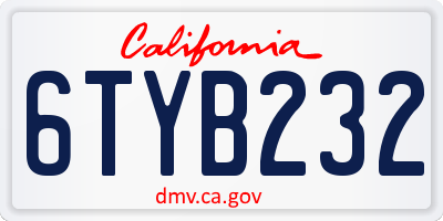 CA license plate 6TYB232
