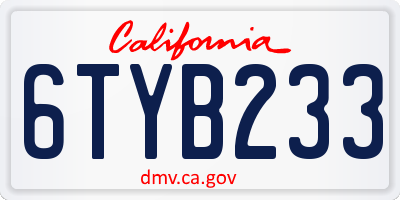 CA license plate 6TYB233