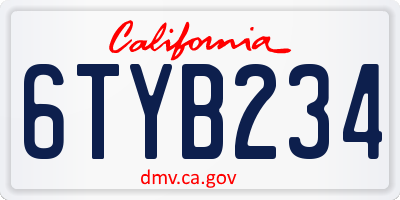 CA license plate 6TYB234