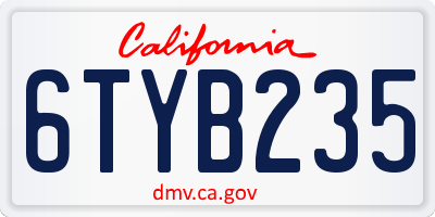 CA license plate 6TYB235