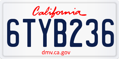 CA license plate 6TYB236