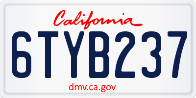 CA license plate 6TYB237